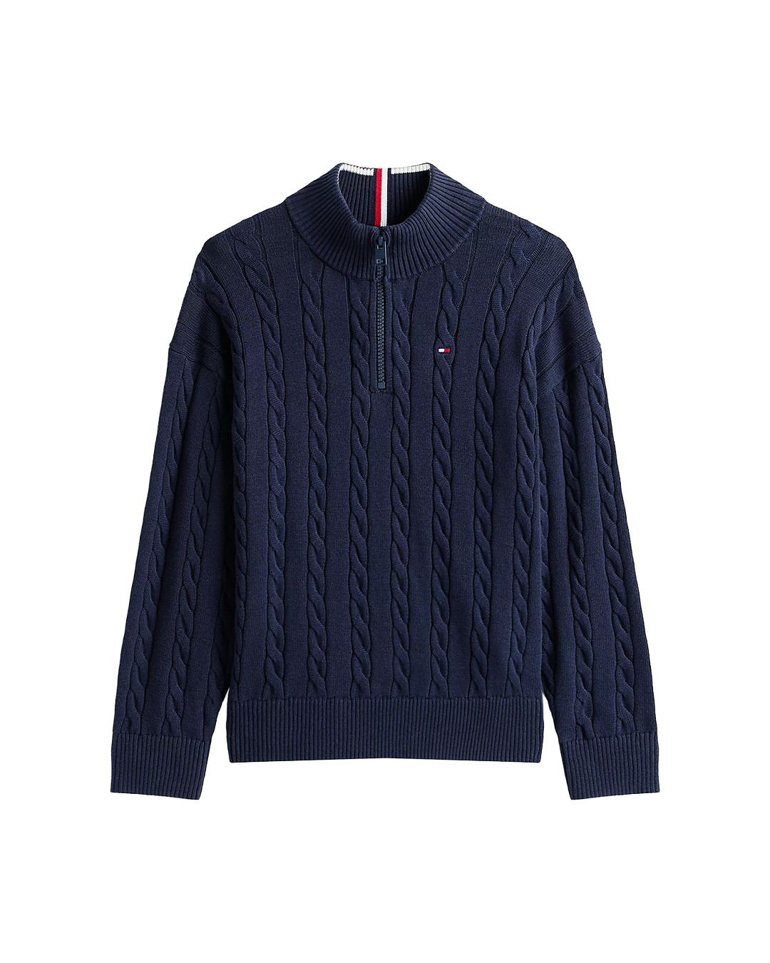 Cotton cable halfzip sweater